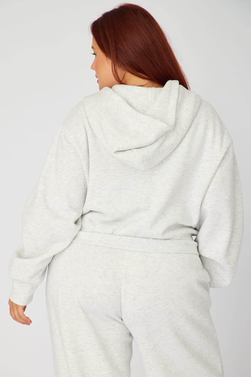 Grey Zip Up Crop Hoodie for YouandAll Fashion