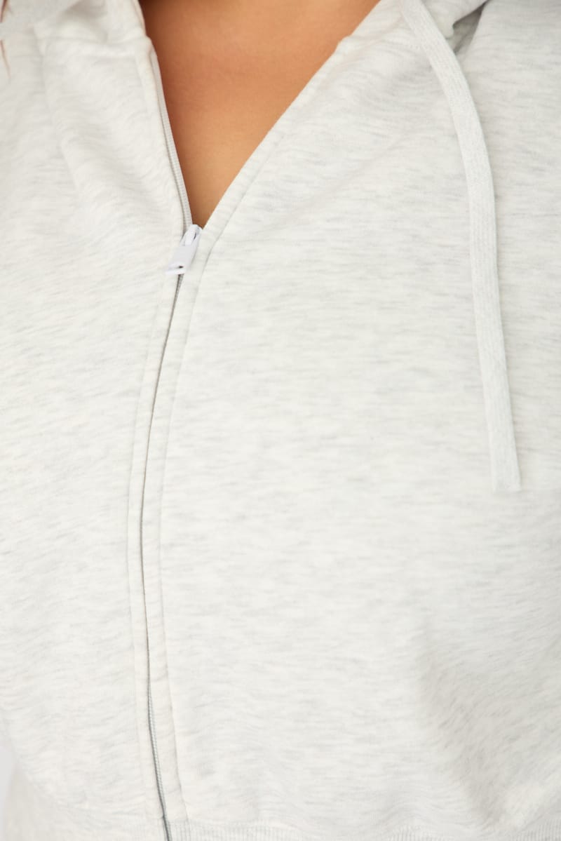 Grey Zip Up Crop Hoodie for YouandAll Fashion