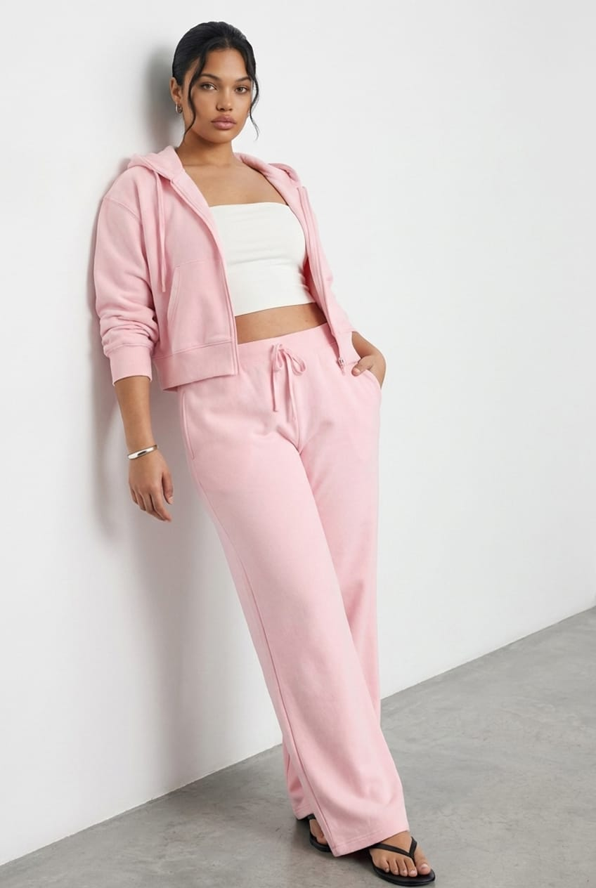 Pink Zip Up Crop Hoodie for YouandAll Fashion