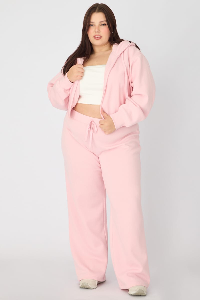 Pink Zip Up Crop Hoodie for YouandAll Fashion