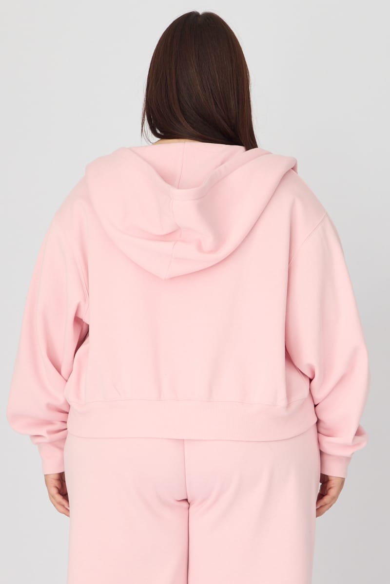 Pink Zip Up Crop Hoodie for YouandAll Fashion