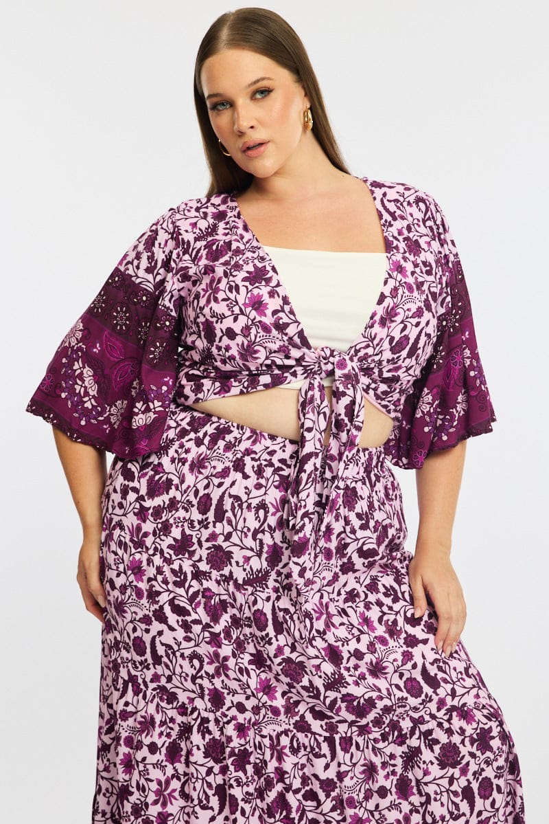 Red Boho Tie Up Bolero Short Sleeve for YouandAll Fashion