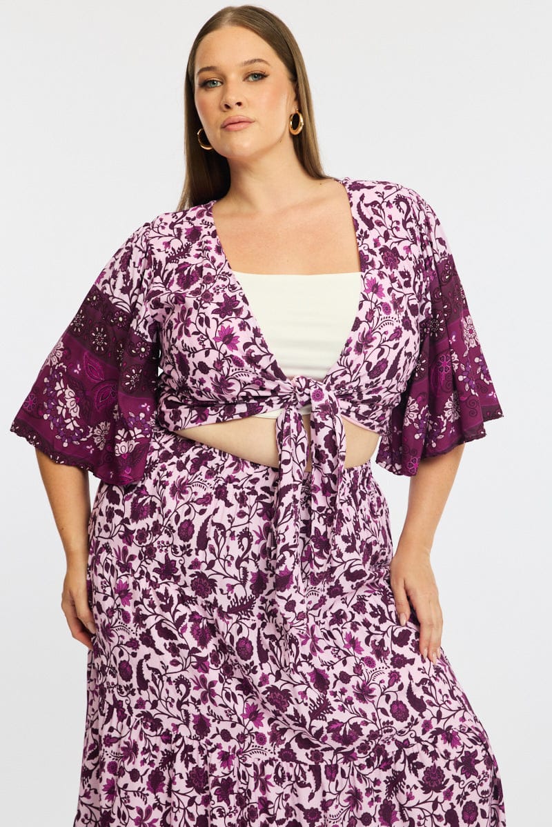 Red Boho Tie Up Bolero Short Sleeve for YouandAll Fashion