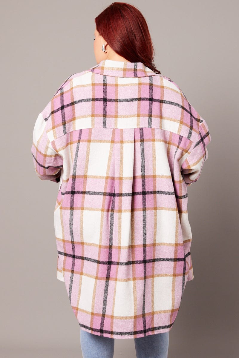 Pink Check Longline Check Shacket | You & All