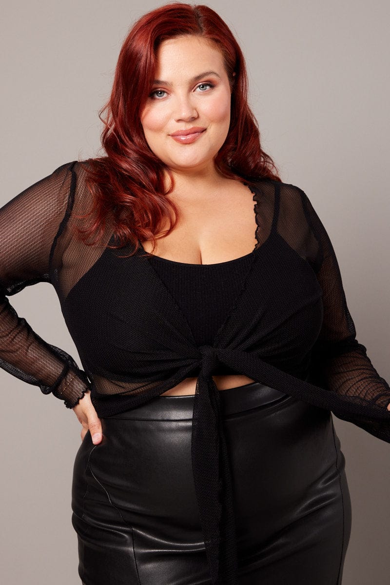 Black Long Sleeve Mesh Bolero You All1