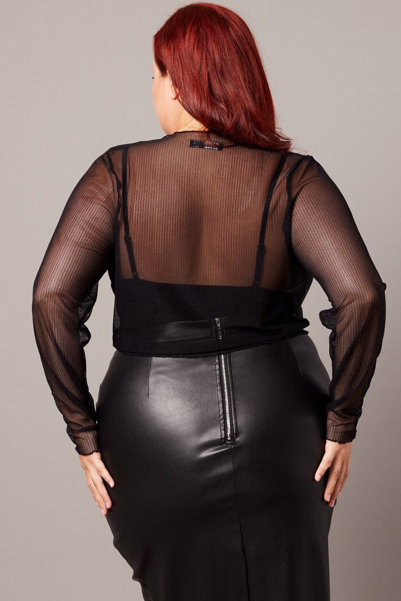 Black Long Sleeve Mesh Bolero You All