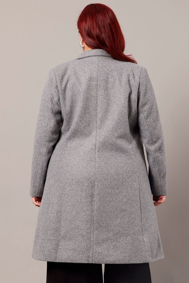 Grey One Button Coat for YouandAll Fashion