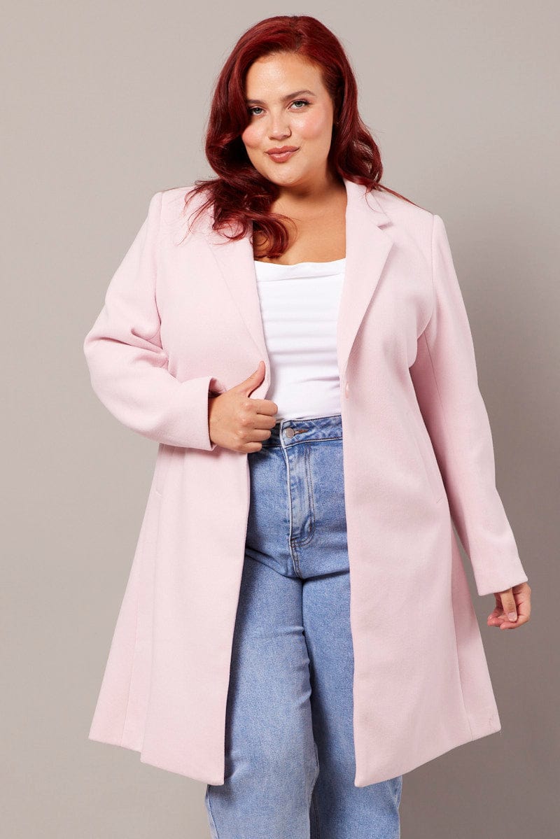Pink One Button Coat for YouandAll Fashion