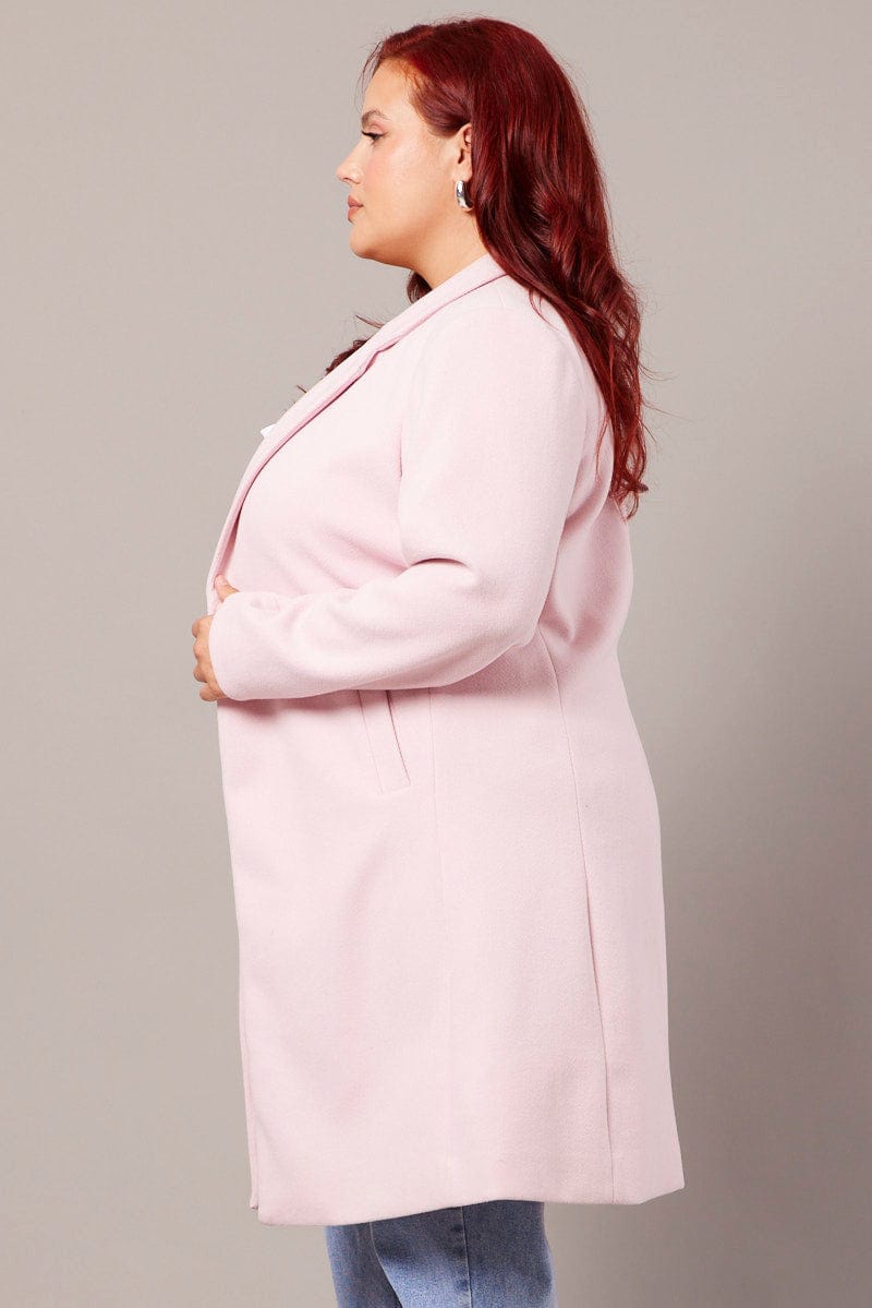 Pink One Button Coat for YouandAll Fashion