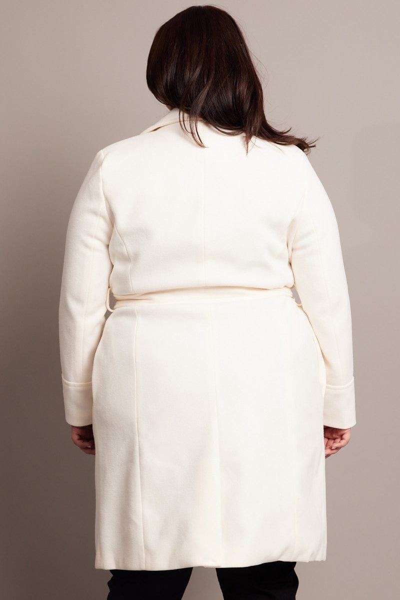 White Long Belted Wrap Coat for YouandAll Fashion