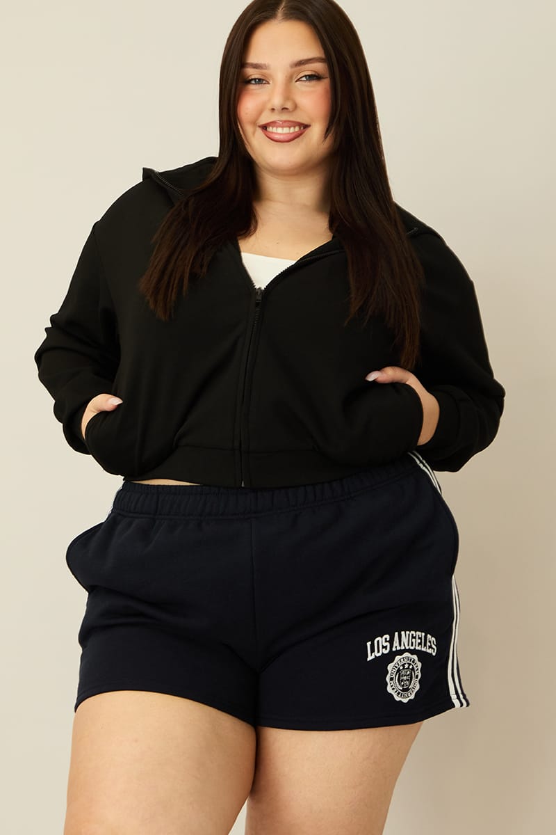 Black Zip Hoodie Long Sleeve for YouandAll Fashion