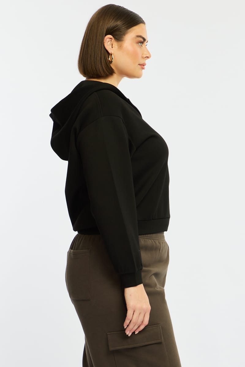 Black Zip Hoodie Long Sleeve for YouandAll Fashion