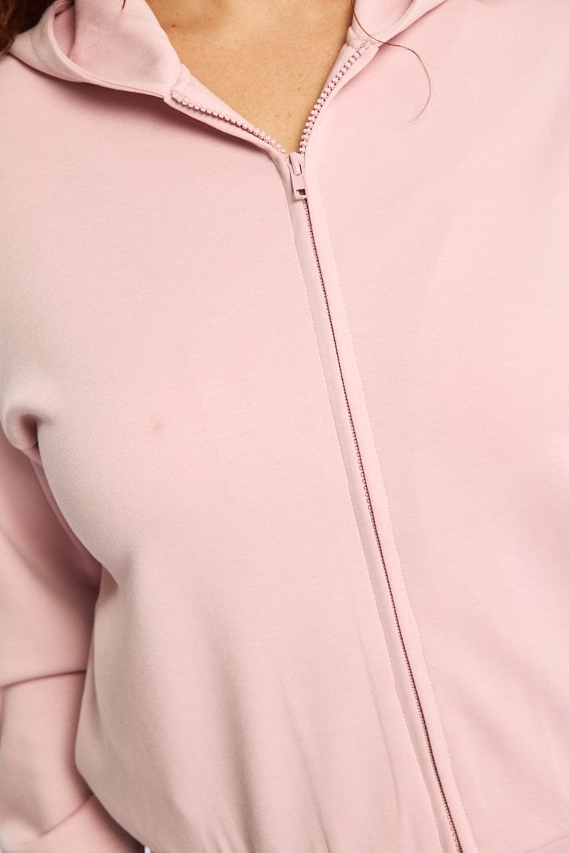 Pink Zip Hoodie Long Sleeve for YouandAll Fashion