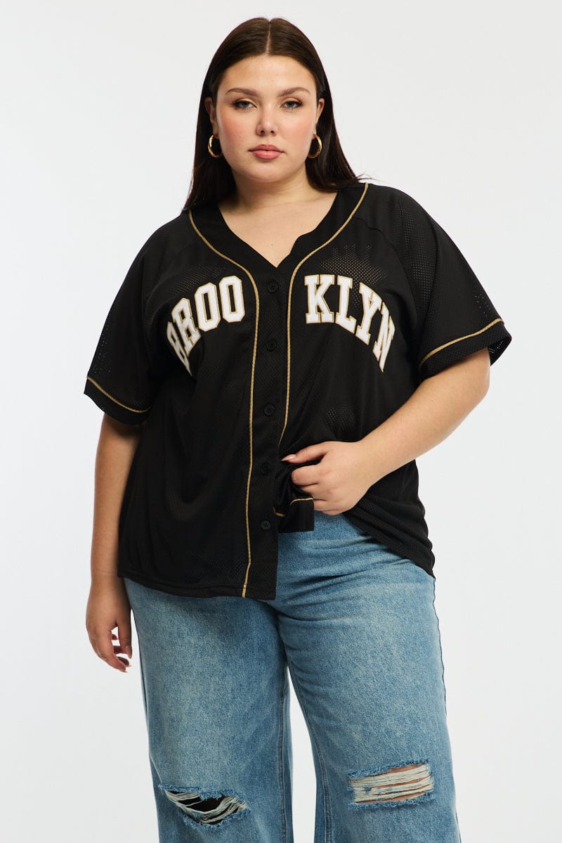Black Oversized Sports Button Up Jacket for YouandAll Fashion