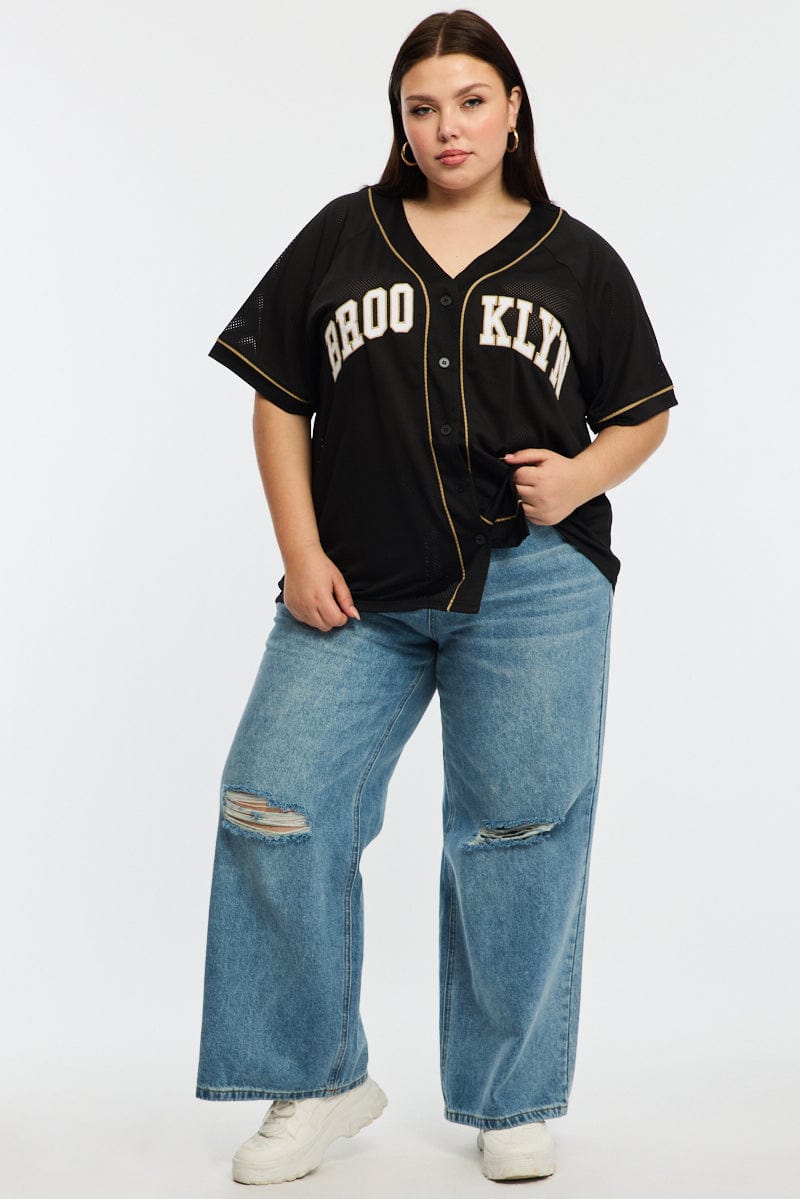 Black Oversized Sports Button Up Jacket for YouandAll Fashion