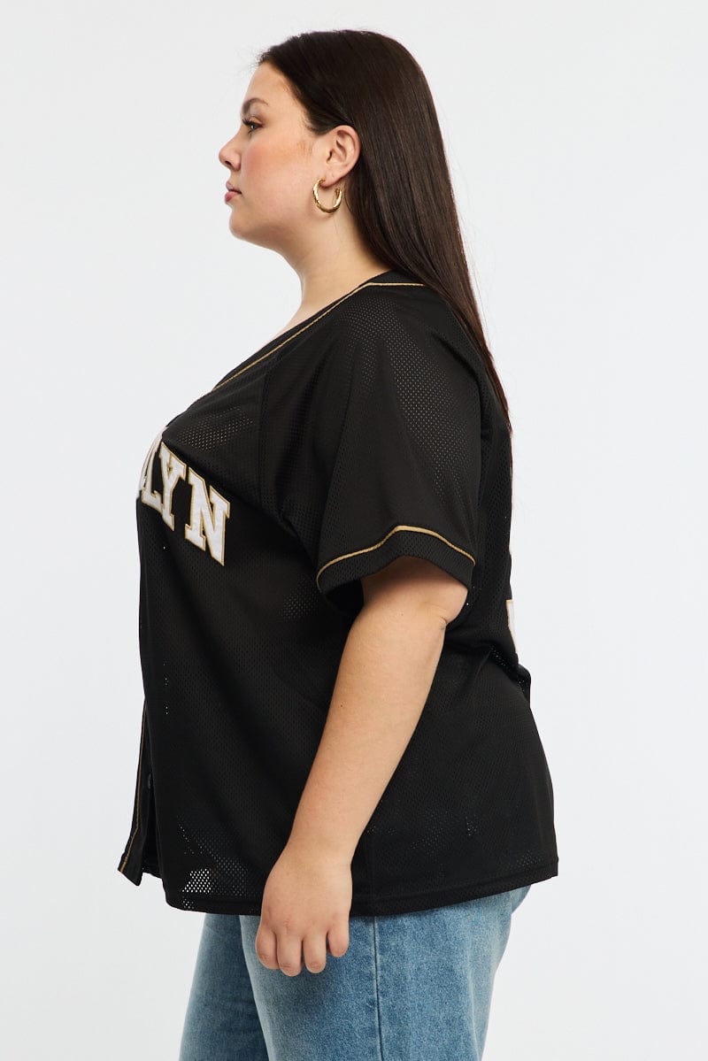 Black Oversized Sports Button Up Jacket for YouandAll Fashion
