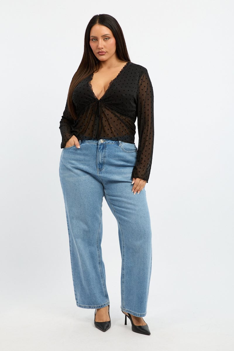 Black Spot Mesh Tie Lace Trim Cardigan for YouandAll Fashion