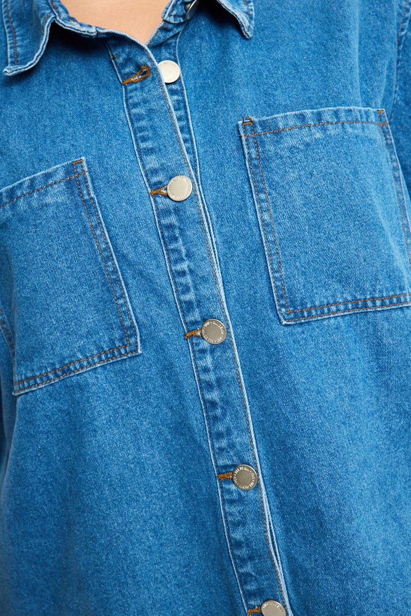 Denim Denim Shacket Short Sleeve for YouandAll Fashion