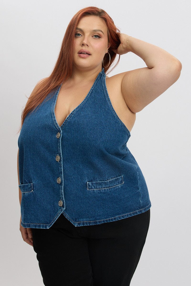 Denim Halter Vest for YouandAll Fashion