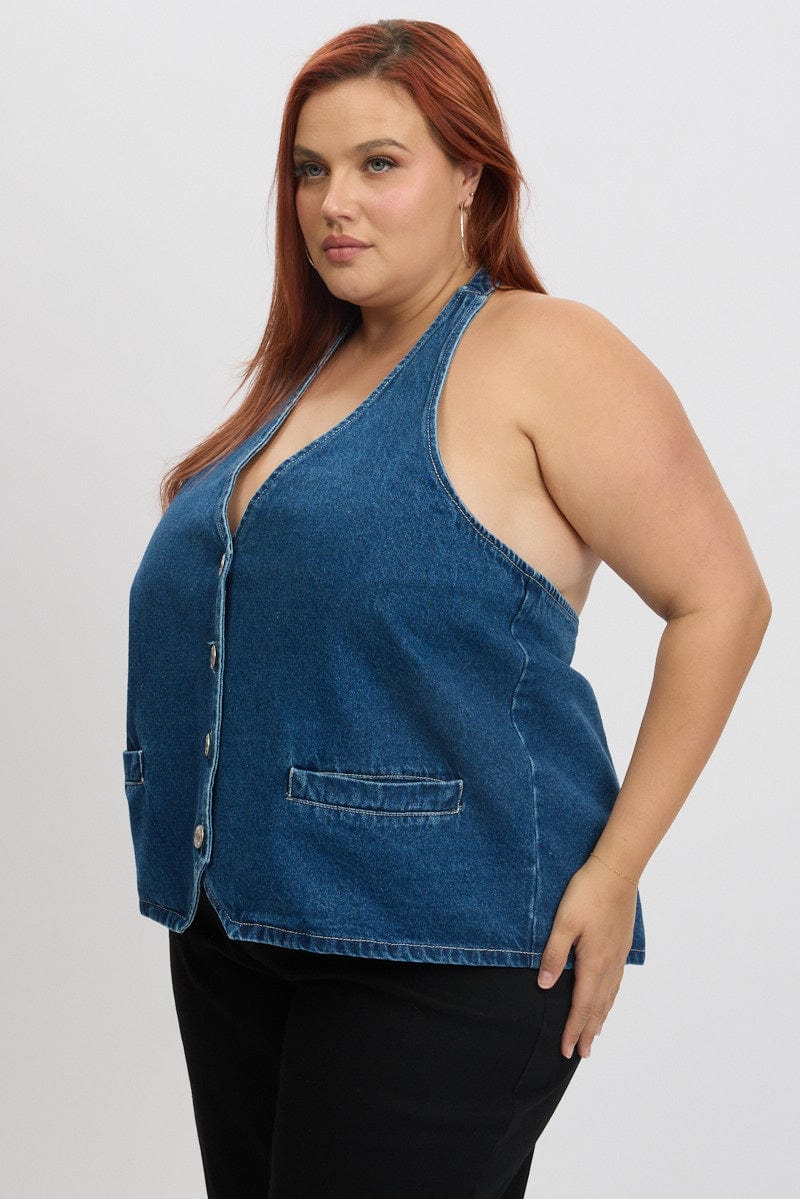 Denim Halter Vest for YouandAll Fashion