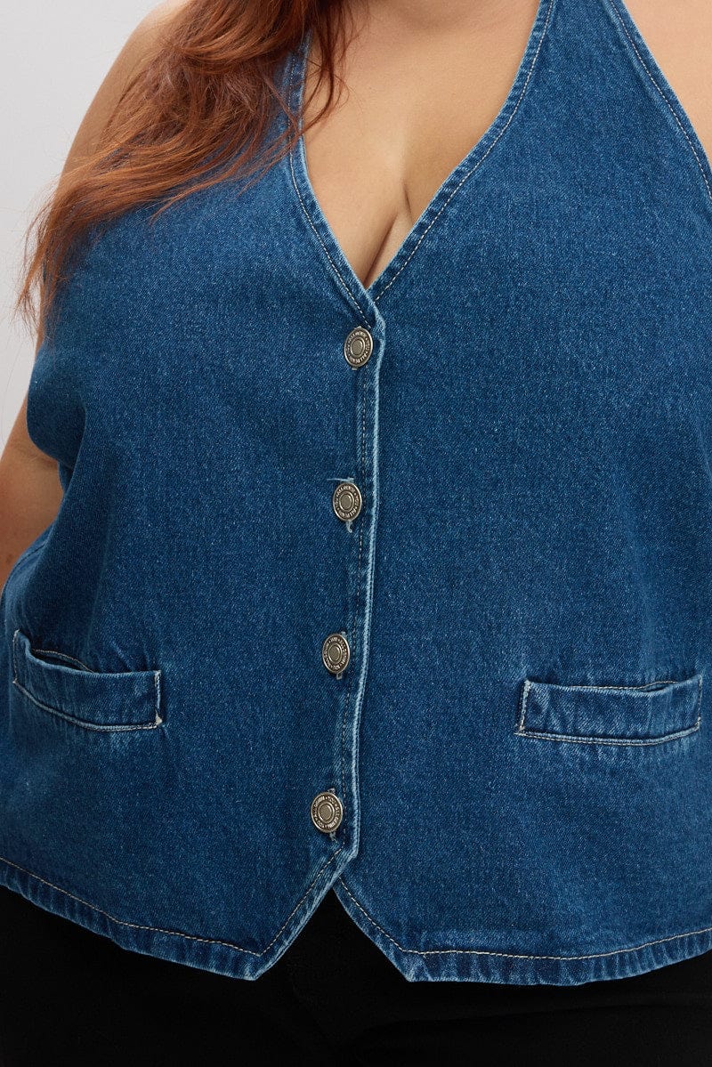 Denim Halter Vest for YouandAll Fashion