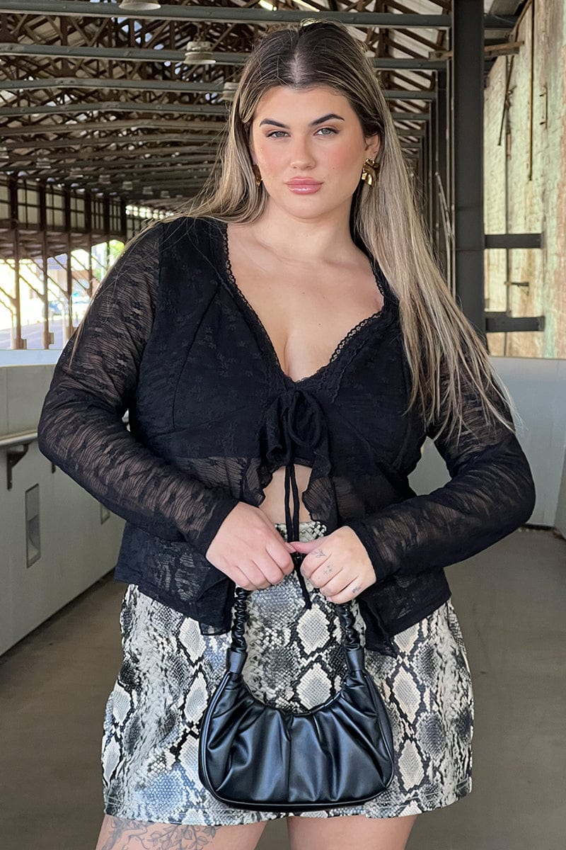Black Lace Tie Top Bolero for YouandAll Fashion