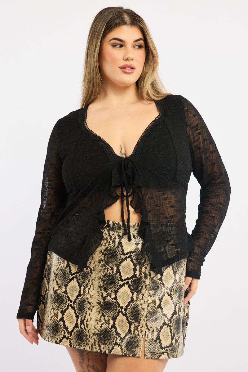 Black Lace Tie Top Bolero for YouandAll Fashion