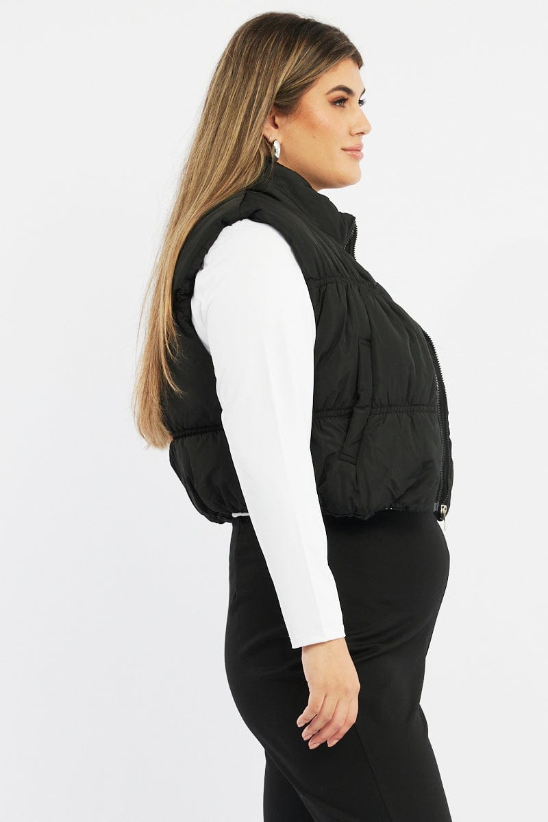 Black Puffer Vest Sleeveless for YouandAll Fashion