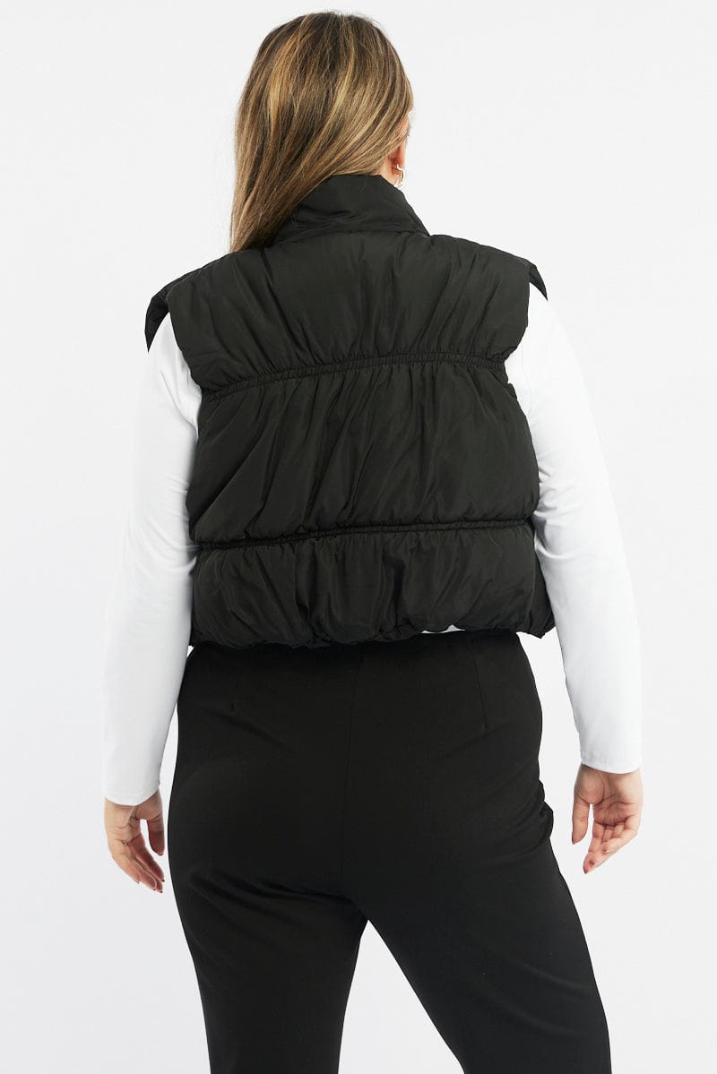 Black Puffer Vest Sleeveless for YouandAll Fashion