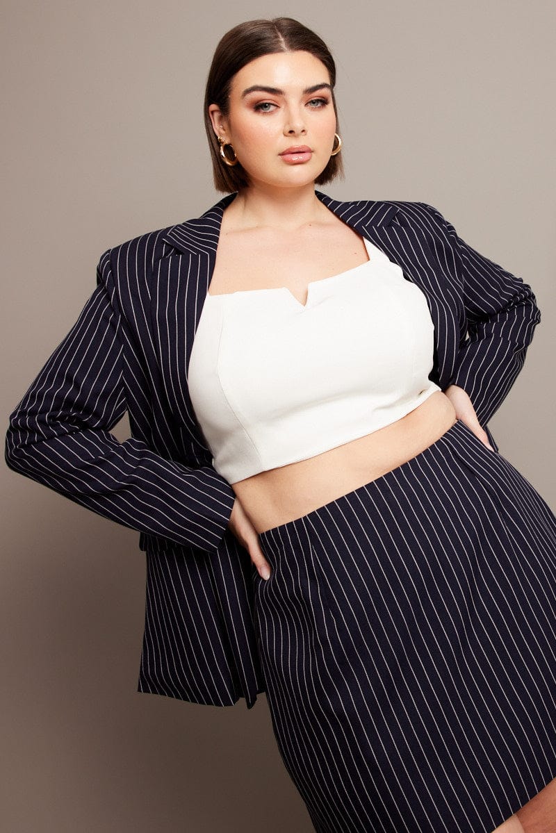 Blue Stripe Pinstripe Blazer for YouandAll Fashion