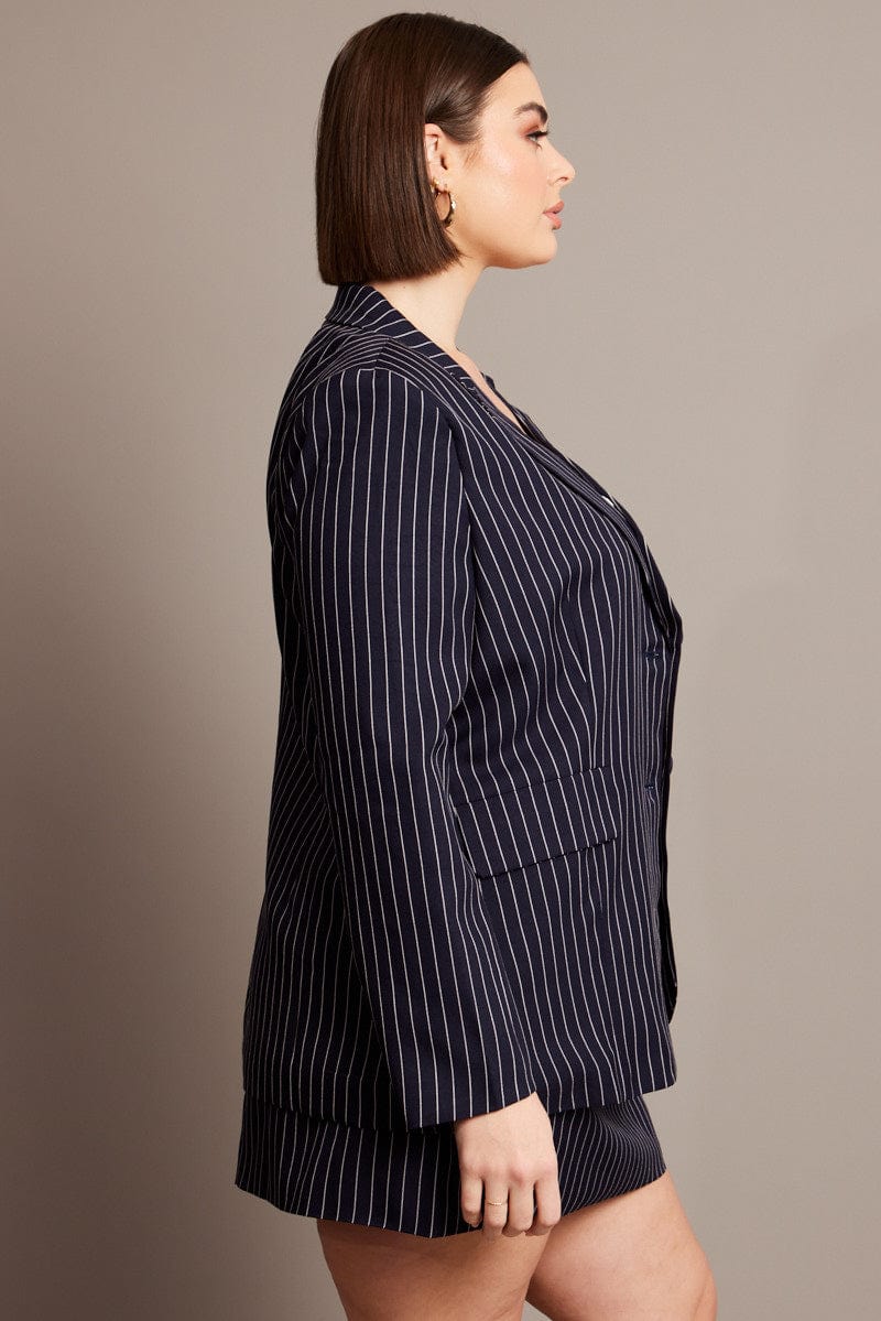 Blue Stripe Pinstripe Blazer for YouandAll Fashion