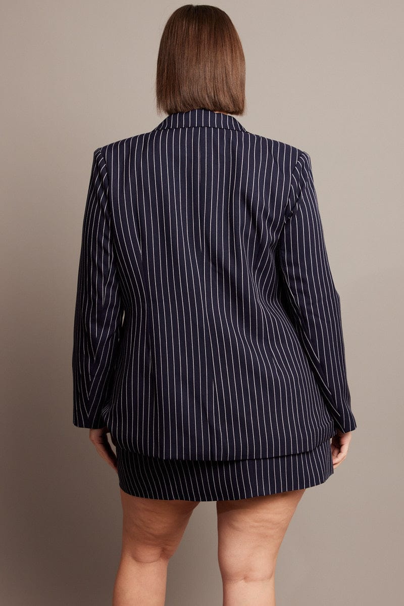 Blue Stripe Pinstripe Blazer for YouandAll Fashion