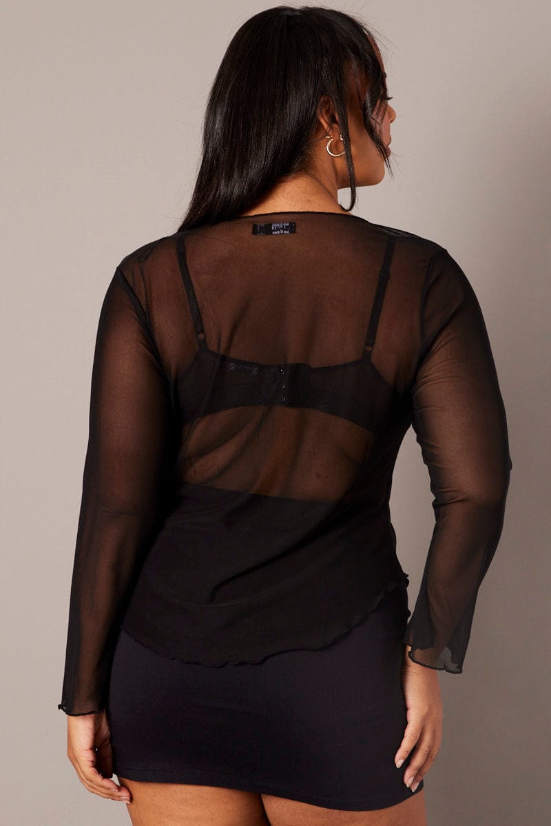Black Mesh Longline Noughties Tie Jacket for YouandAll Fashion