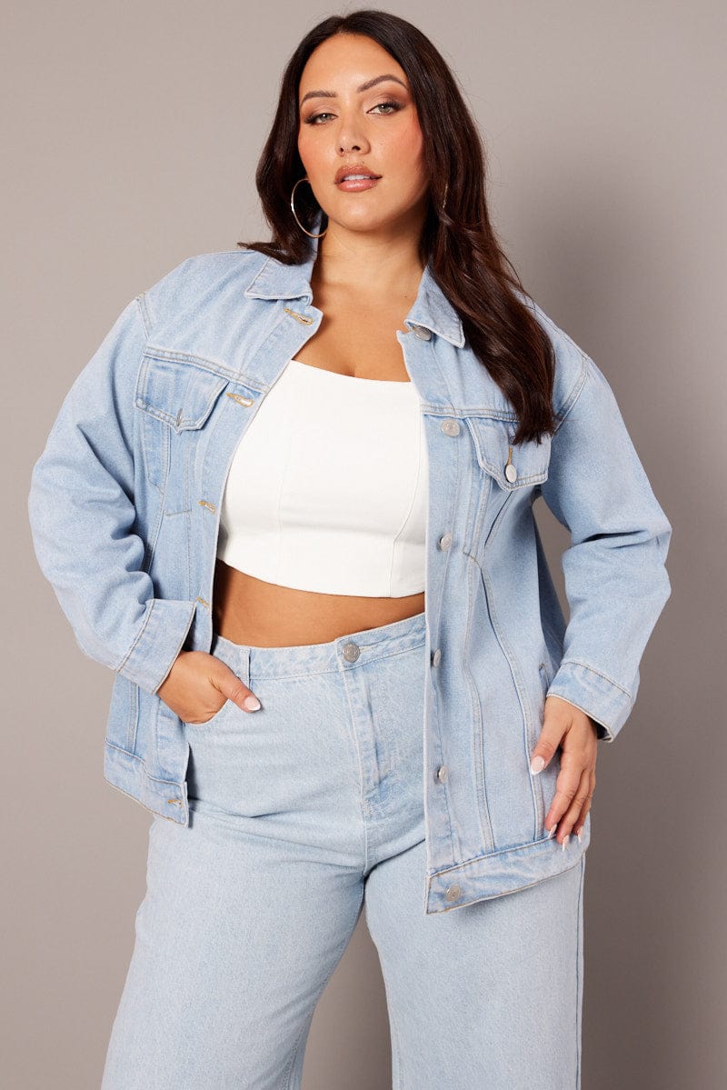 Denim Oversized Distressed Denim Jacket for YouandAll Fashion