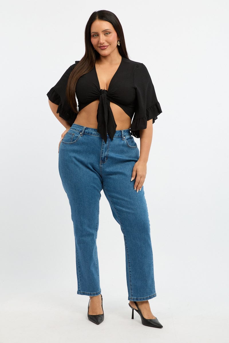 Black Frill Tie Jacket Bolero Top for YouandAll Fashion