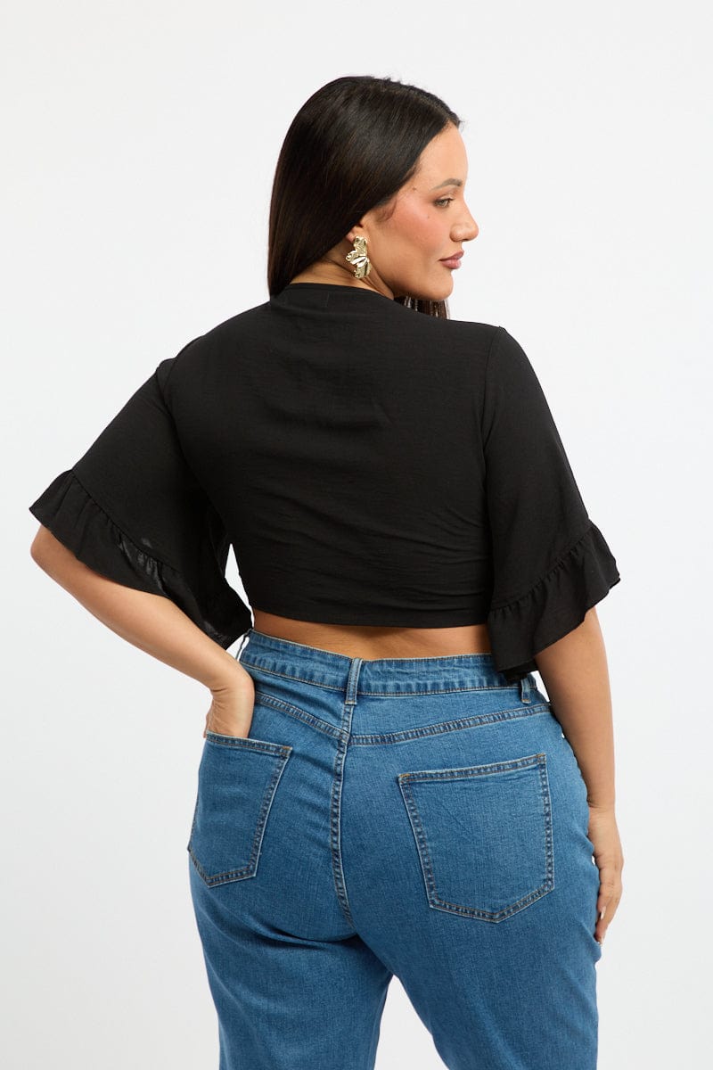 Black Frill Tie Jacket Bolero Top for YouandAll Fashion