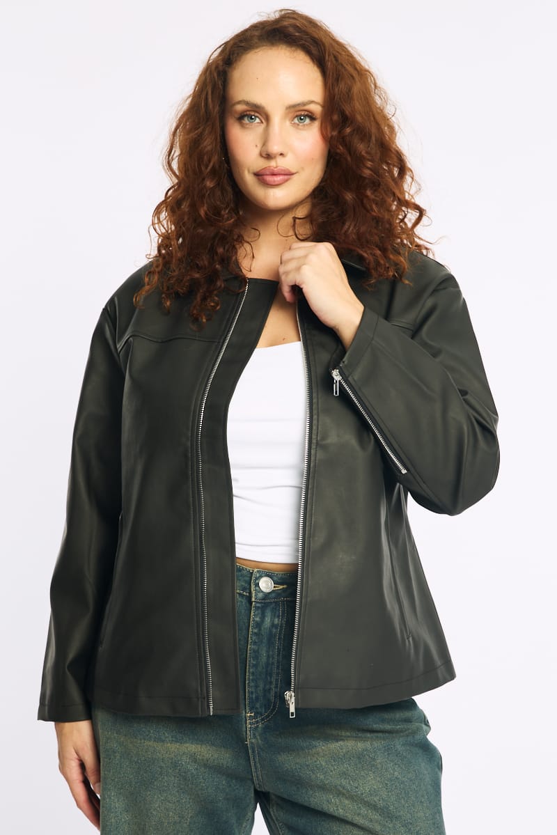 Black Oversized Pu Jacket for YouandAll Fashion