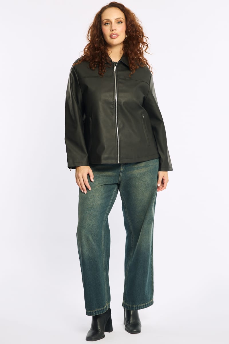 Black Oversized Pu Jacket for YouandAll Fashion