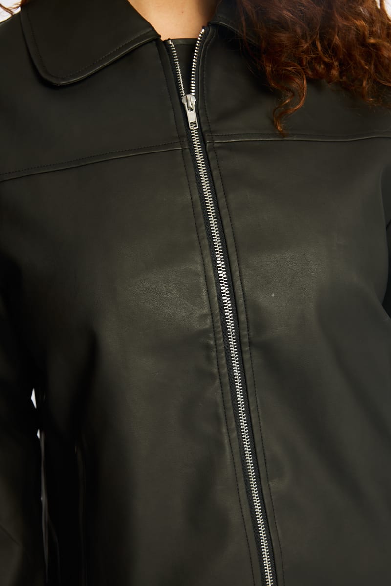 Black Oversized Pu Jacket for YouandAll Fashion