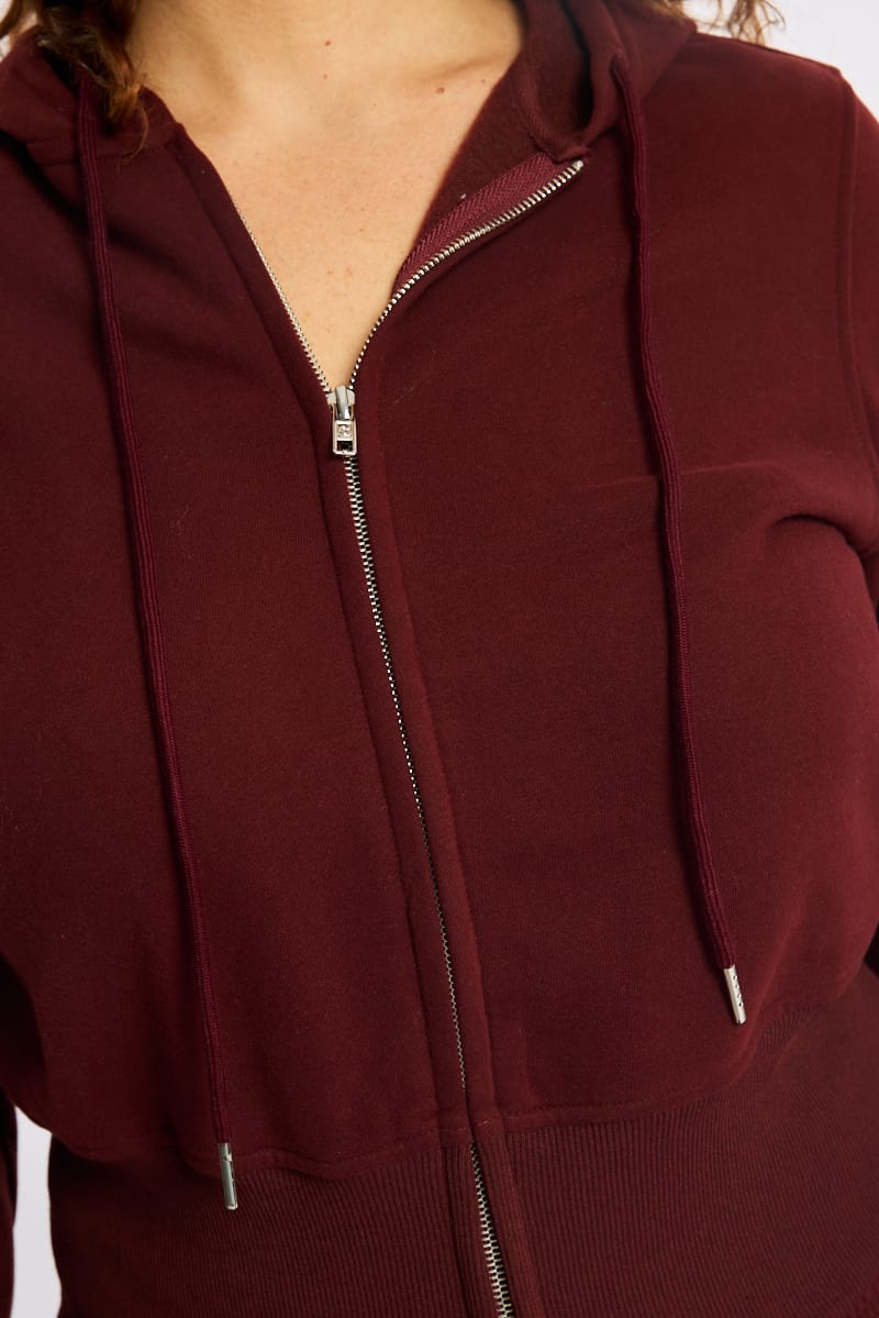 Red Zip Hoodie Long Sleeve for YouandAll Fashion