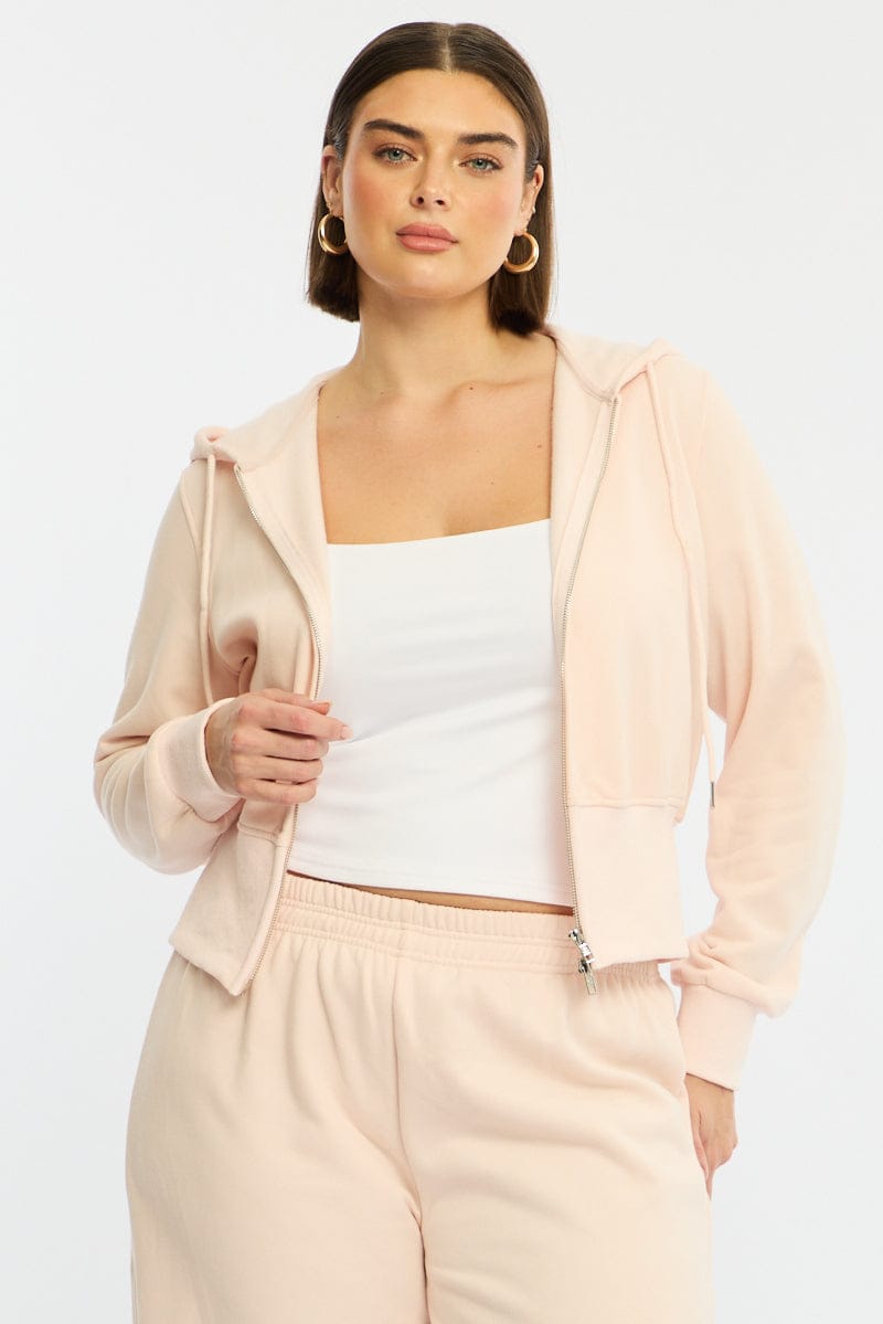 Pink Zip Hoodie Long Sleeve for YouandAll Fashion