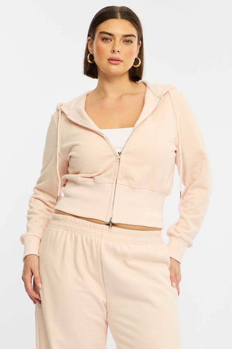 Pink Zip Hoodie Long Sleeve for YouandAll Fashion