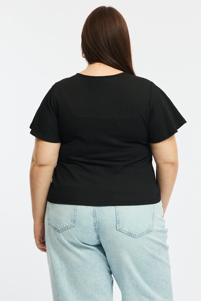 Black Tie Up Top Short Sleeve for YouandAll Fashion