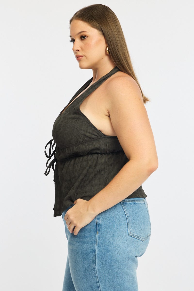 Grey Tie Up Top Halter Neck for YouandAll Fashion