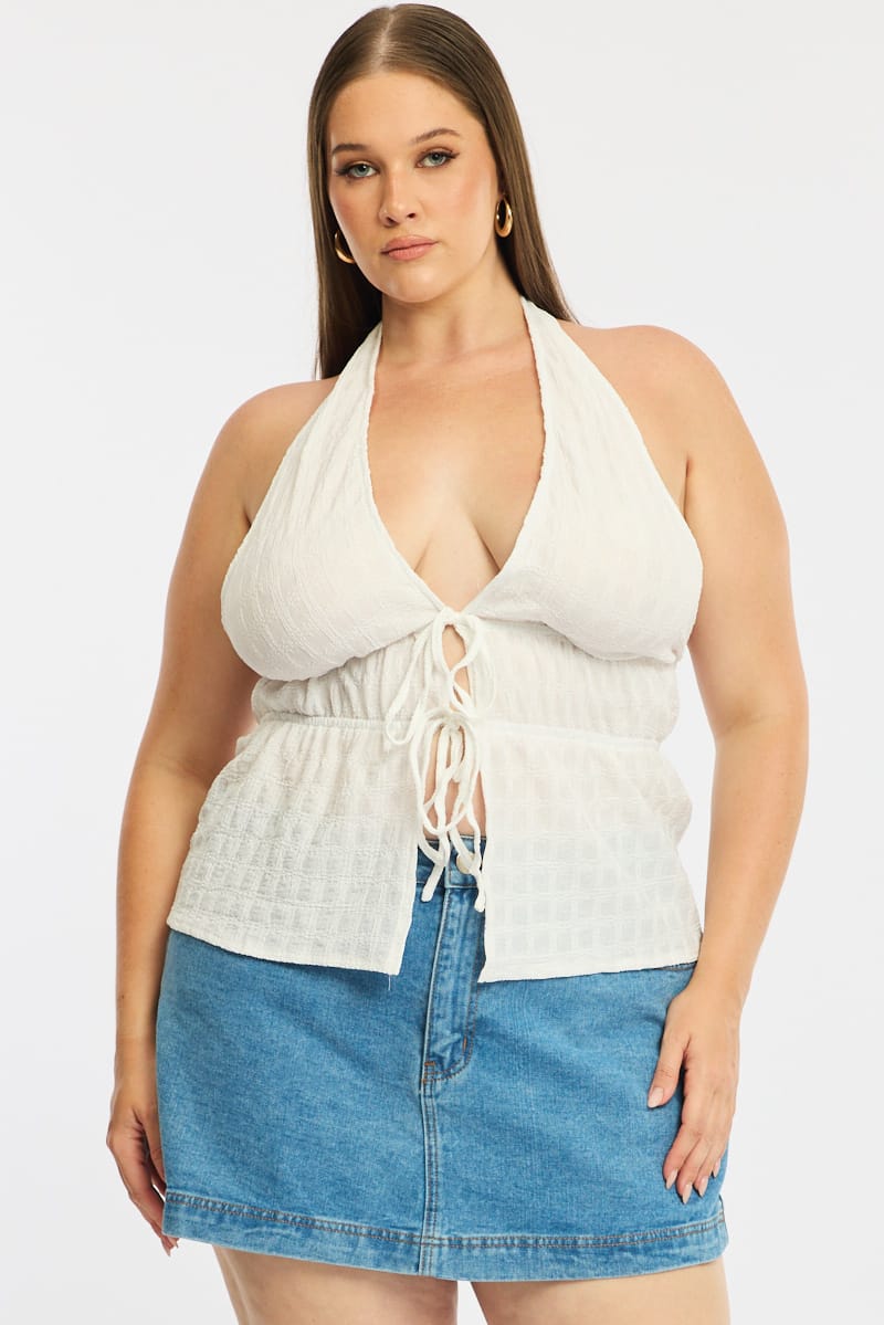 White Tie Up Top Halter Neck for YouandAll Fashion