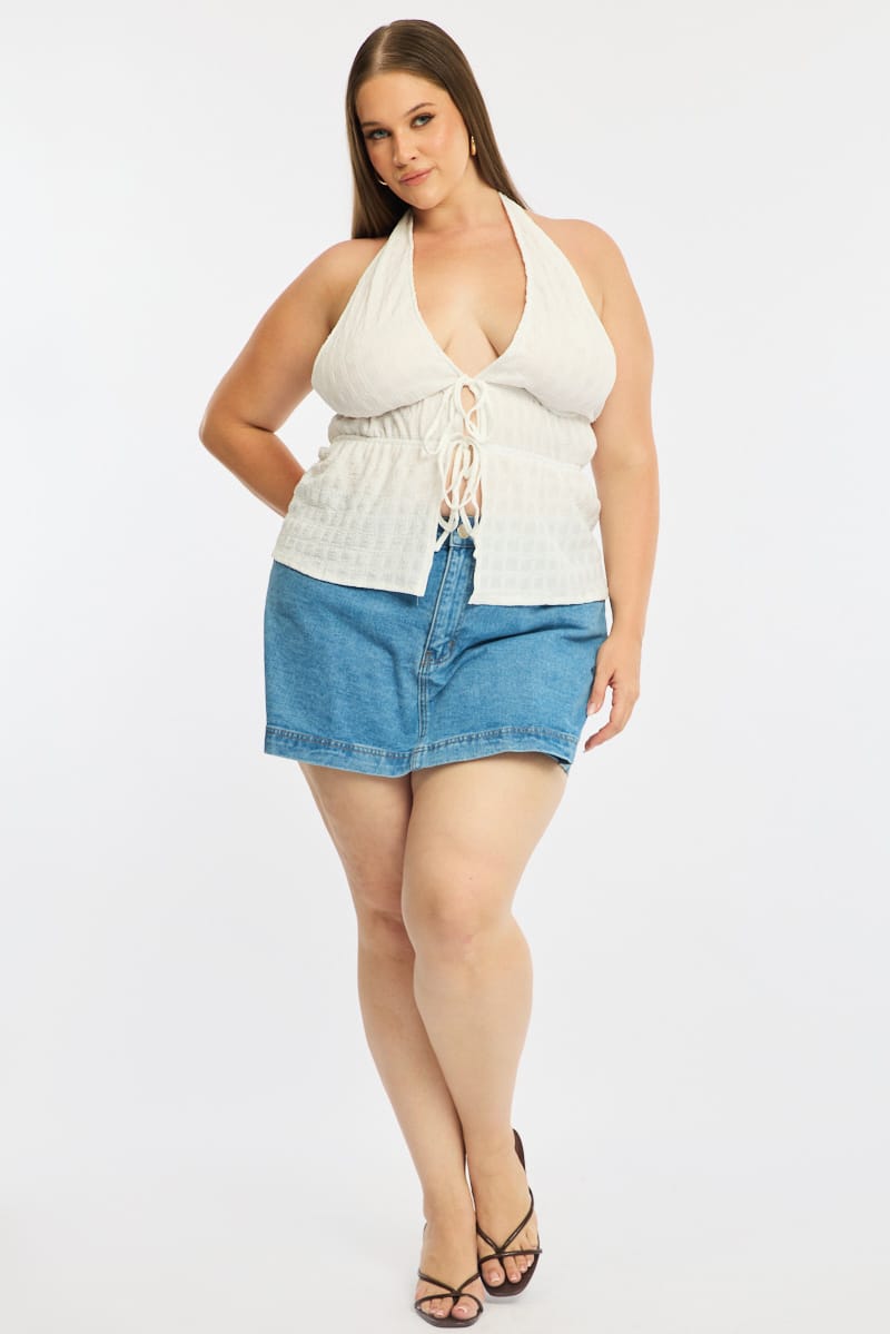 White Tie Up Top Halter Neck for YouandAll Fashion