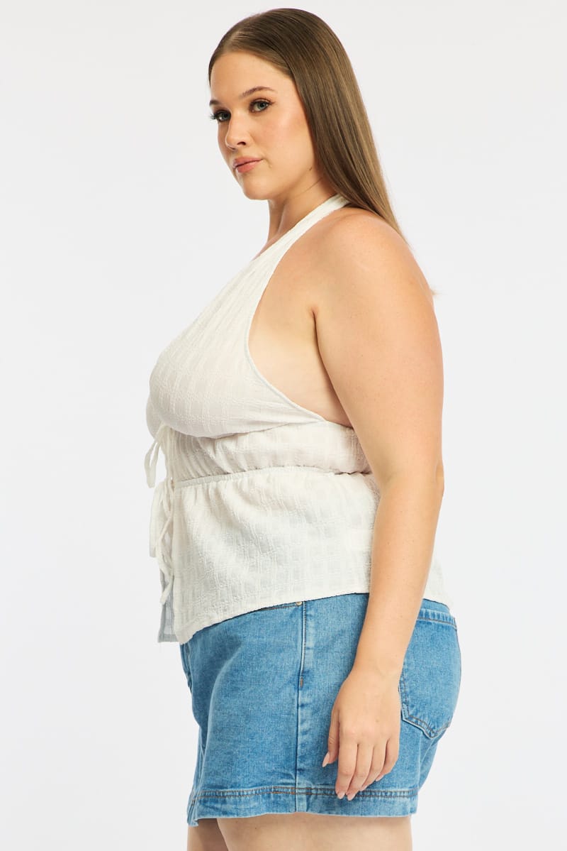 White Tie Up Top Halter Neck for YouandAll Fashion