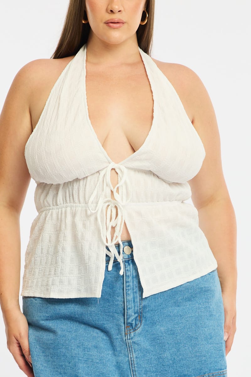 White Tie Up Top Halter Neck for YouandAll Fashion