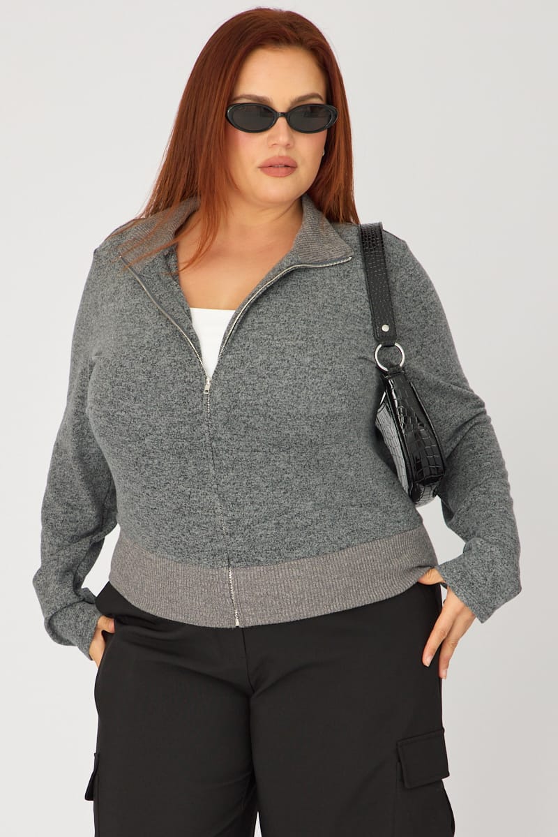 Grey Soft Touch Jacket Long Sleeve for YouandAll Fashion