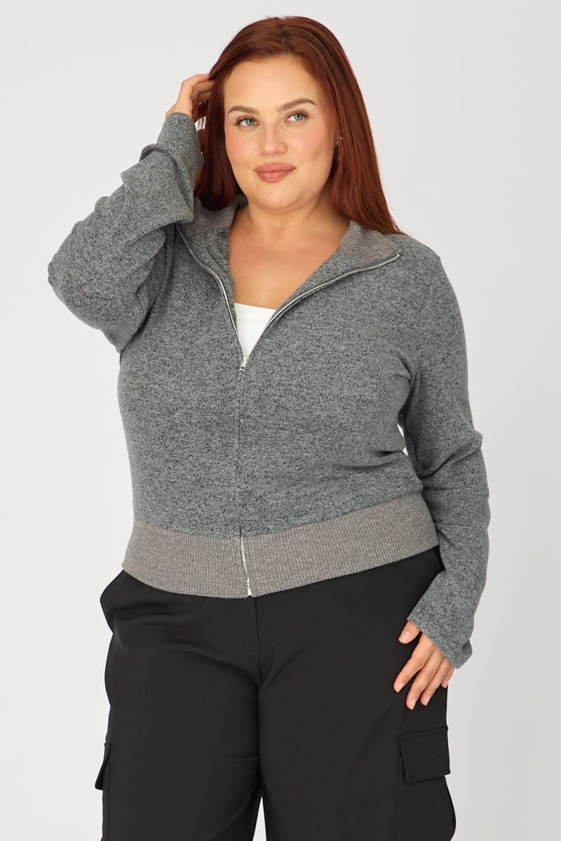 Grey Soft Touch Jacket Long Sleeve for YouandAll Fashion
